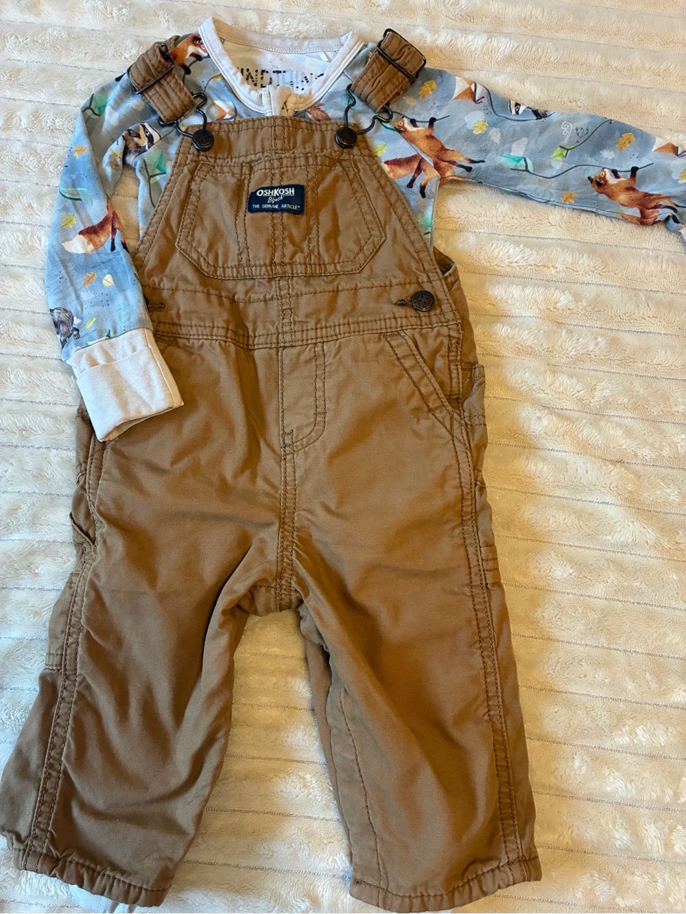 🍂🤎 OshKosh B'gosh Lined Overalls – Size 9 Months 🤎🍂 - Picture 3 of 6